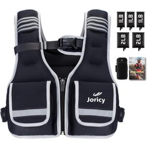 Adjustable Weighted Vest Woman 5-12lb Weight Vest with Reflective Stripe, Zipper Rucking Running Vests for Women Men Workout Walking Strength Training Weight Loss Fitness Weightlifting (Black)
