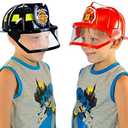 Tigerdoe Fireman Costume - 2 Pack Hard Helmets - Fireman Helmet - Firefighter Hats - Fireman Accessories (Black and Red)