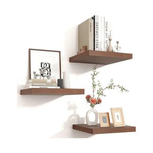 Square Floating Shelves for Wall12"W x 12"D x 1.2"H, Small Engineered Wood Wall Shelves with Invisible Brackets for Living Room Bedroom Bathroom Office Kitchen Storage Decor, Walnut Finish, Set of 3