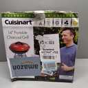 Cuisinart 14" Portable Charcoal Grill, Tabletop Outdoor Small Grill with Locking Lid and Dual Vents, Chrome Plated Travel Size BBQ Perfect for Camping, Tailgates, Cookouts, Red