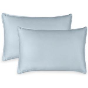 Queen Pillowcases by Pure Bamboo, Genuine 100% Organic Viscose Derived from Bamboo, Luxuriously Soft & Cooling, Double Stitching, Envelope Closure (2 Queen Pillowcases, Glacier)