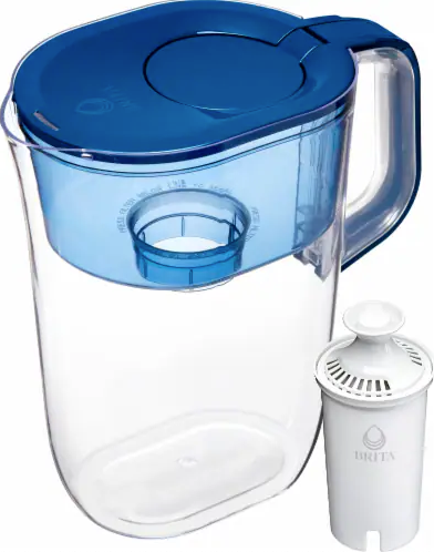 Brita Small 6 Cup Denali Water Filter Pitcher with 1 Brita Standard Filter, Made Without BPA, Blue