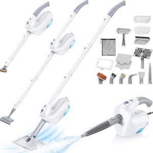 10-in-1 Steam Mop with Detachable Handheld Steamer, Multi & Up Steam Mops for Floor Cleaning with 350ml Tank, 10s Heat-Up, 2-Level Control, Floor Steamer for Home, Floors, Grout, Carpet (Pure White)