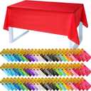 Oudain 68 Pack Disposable Plastic Tablecloth, Fiesta Party Decorations, 54" x 72" Rectangle Waterproof Table Covers for Parties, Indoor & Outdoor Use, 34 Assorted Colors