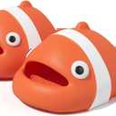 Jerzmy Clown Fish Cute Slides for Kids Toddler, Cushioned Boys Girls Sandals, Funny Animal Comfy House Slippers Non Slip Beach Shower Shoes for Indoor Outdoor Pool Garden (Orange)