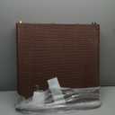 Rattan Folding Table 4ft Heavy-Duty Portable Outdoor Picnic Table for Party Dining Camping Tables with Handle(Brown)