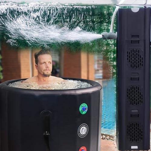 COOSPIDER Cold Plunge Filter 400GPH for Large 40-150 Gallon Cold Plunge Hot Tub Small Koi Pond Filter Pleated Water Polishing Media, Green Clean Machine Deodorization for Saltwater Freshwater