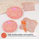 96Pcs Rose Gold Party Plates Iridescent Rose Gold Birthday Decorations Disposable Sprinkle Pink Paper Plates for Girls Women Easter Wedding Birthday Bridal Shower Party Decorations Serves 24
