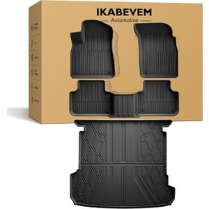 Original 2017-2025 2026 Q7/SQ7 Floor Mats & Cargo Liner for Audi Q7 All Model - Custom Fit All Weather TPE Floor Liners for Q7/SQ7 1st & 2nd Row & Trunk Mat Full Set Car Mats, Black