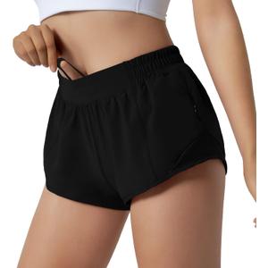 Aurefin Running Shorts for Women,Quick Dry Athletic Sports Shorts Lightweight Active Workout Gym Shorts with Zip Pocket (X-Small, Black)