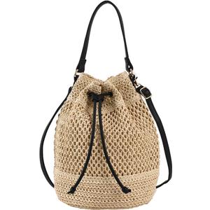 Straw Bucket Bag Summer Small Woven Crossbody Bags for Women Hobo Drawstring Purse Vacation Handbags Straw Beach Bag (Beige) Straw Bucket Bag Summer Small Woven Crossbody Bags for Women Hobo Drawstring Purse Vacation Handbags Straw Beach Bag (Beige)