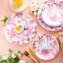 Suclain 60 Pcs Pink Plastic Floral Plates Disposable Heavy Duty White with Pink Floral 9" Dinner Plate and 7" Dessert Plate, Disposable Plastic Plates for Party Birthday Bridal Shower