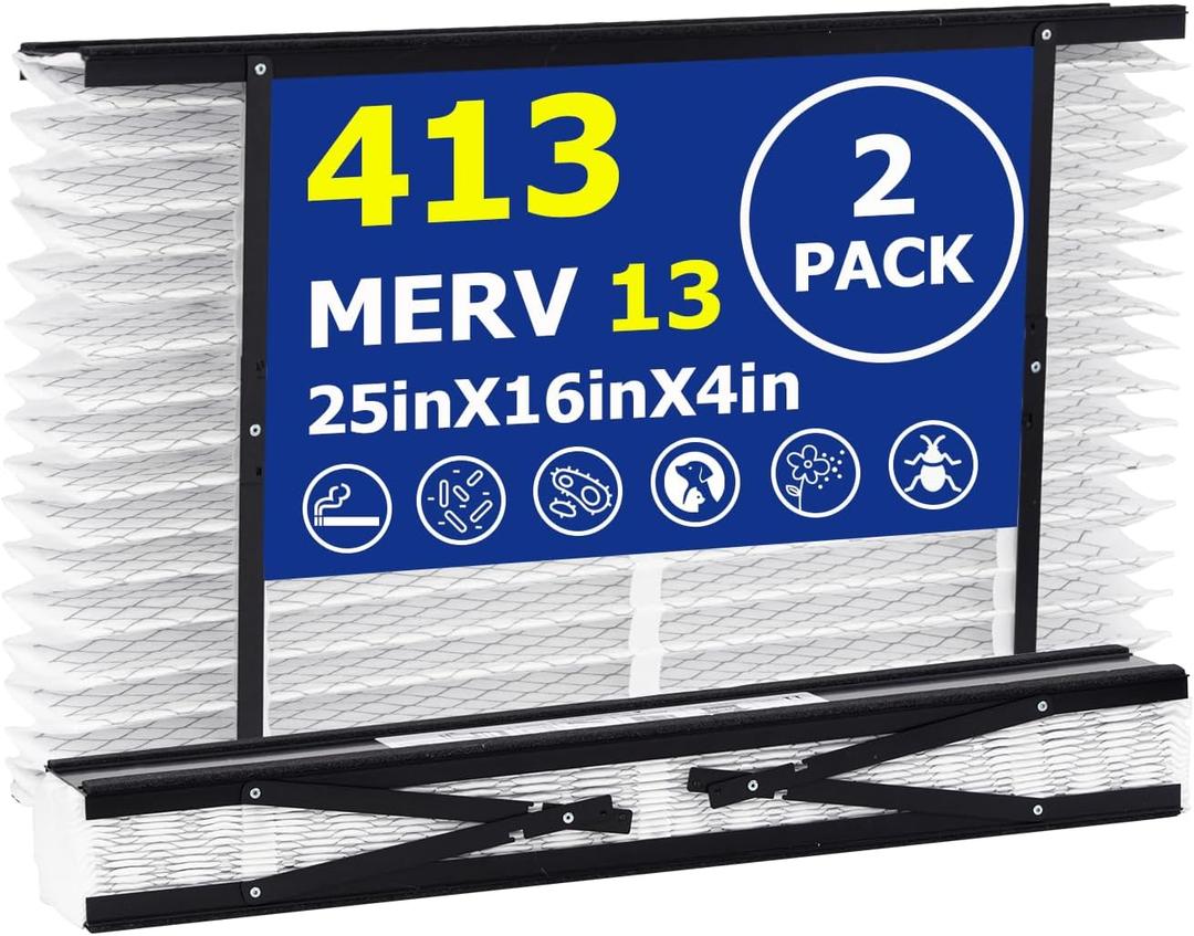 2 Pack 413 Replacement Filter Compatible with AprilAire Whole House Air Purifier 1410, 1610, 2410, 2416, 3410, 4400, MERV 13 Filters, Actual Size: 28"x16"x4", Nominal Size: 25x16x4
