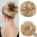 Large Messy Bun Hair Piece Curly Synthetic Extensions Scrunchies Fake Chignon Updo Hairpieces for Women Blonde Balayage
