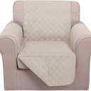 U-NICE HOME Recliner Chair Covers Reversible Chair Cover Pet Covers for Dogs with Elastic Straps Water Resistant Diamond Quilted (23''Recliner Small, Beige/Beige)