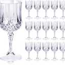 Ciaell 24PCS Plastic Wine Glasses - 7 Oz Plastic Goblets for Party - Clear Vintage Drinking Glasses - Disposable Water Goblets Set for Wedding, Bar, Wine, Beer, Juice, Cocktail, Whiskey
