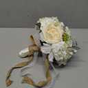 9.8" Bridal Holding Wedding Bouquet Real-Looking Mixed Flowers Ivory Greenery Bridal Throw Bouquet for Brides Bridesmaid Wedding Hold Flower, Ivory