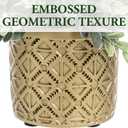 MyGift Artificial Eucalyptus Plant in Modern Gray Concrete Pots with Geometric Embossed Pattern (1, Gold)