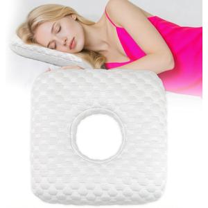 Ear Piercing Pillow for Side Sleepers with Hole for Ear Pain CNH Inflammation, Relief Sleeping Pressure Pain, Cooling and Breath Guard Pillow, Grey