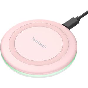 Yootech Wireless Charger,10W Max Fast Wireless Charging Pad Compatible with iPhone 16e/16/16 Plus/16 Pro Max/15/14/13/SE 2022/12/11/X/8,Samsung Galaxy S22/S21/S20,for AirPods Pro 2(No AC Adapter) (Chalk Pink)