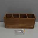 Yirilan Wooden Kitchen Utensil Holder for Counter, Acacia Wood Utensil Holder for Storage Cooking and Silverware with 4 Compartment, Rustic Wooden Organizer Container