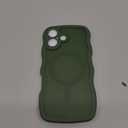 3 in 1 Magnetic for iPhone 17 Case, Cute Wavy [Full Camera Protection] [Fit for MagSafe] 1X Screen Protector+1X Wrist Strap, Anti-Slip Trendy Women Girly Phone Case for iPhone 17 6.3", Deep Green