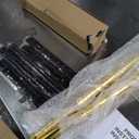 Chrangmay 47.24" Big Modern Vanity Desk with Mirror and Lights,Makeup Vanity Desk with 5 Drawers and Storage Shelves & Power Outlet,Dressing Table with Glass Top, Oak