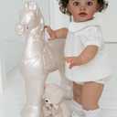 Angelbaby Big Realistic Reborn Baby Doll 26 Inch Life Size Reborn Toddler Girl Can Stand Lifelike Silicone Baby Toy Cute Newborn Children Doll Sets (White)