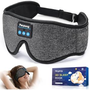 Sleep Mask with Bluetooth 5.4 Headphones, 3D Contoured Sleep Eye Mask with Ultra-Thin HD Stereo Speakers for Side Sleepers, Long-Lasting Battery Life & Blackout for Men Women Deeper Sleep (Flax Gray)