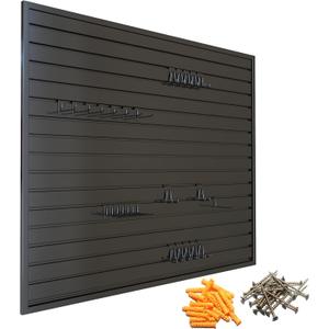 Yuzzy Slat Wall Paneling 4 x 4ft, Garage Slatwall Panel Wall Storage Systems, Heavy Duty PVC Garage Wall Organization (Black)