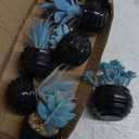 GREENTIME 6 Pcs Blue Artificial Succulent Plants in Mini Black Plastic Pots Small Fake Succulent Plant Faux Indoor Decor Bedroom Desk Bathroom Office Living Room Table Shelf Home Decoration