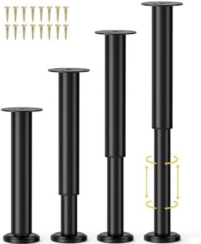 Wlrrcwdttc 4 Pcs Adjustable Bed Center Support Legs 10-17 inch for Bed Frame/Bed Center Slat, Metal Adjustable Furniture Legs for Bed/Cabinet/Sofa/Dresser/Couch/Table,Heavy Duty Bed Replacement Legs