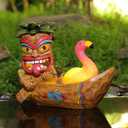 Solar Tiki Statue Outdoor Decor-Tiki Bar Decor -Outdoor Tiki Statue Decoration for Garden,Lawn,Balcony,Yard,Tiki Flamingos Boating Hawaiian Tropical Decor Figurine Gift