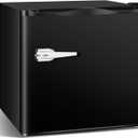 Antarctic Star Mini Upright Freezer -1.2 cu.ft Compact freezer with Removable Shelves and Adjustable Thermostat,for Home/Kitchen/Office(Black)