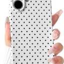 Lovmooful Compatible for iPhone 16 Plus Case Cute Polka Dot with Aesthetics Design for Girls Women Soft TPU Shockproof More Protective Girly for iPhone 16 Plus Case-(Black&White)