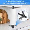 Paper Towel Holder Countertop, Black Standing Paper Roll Holder for Kitchen, Stainless Steel Standing Paper Towel Holder with Suction Cup Base, Easy One-Handed Tear (Black)