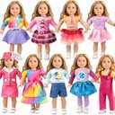 WONDOLL 9 Sets American 18 Inch Doll Clothes and Accessories - Outfits Sets - Princess Fashion Bundle for Girl(No Doll)