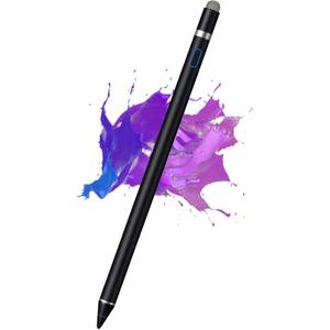 Active Stylus Pen for iPhone/iPad/Android, Kenkor Pencil with Dual Touch Function, Rechargeable Digital Fine Point Pen for Apple iPad Pro/Air/Mini/iPhone/Cell Phone/Samsung/Tablet Drawing & Writing (Black)