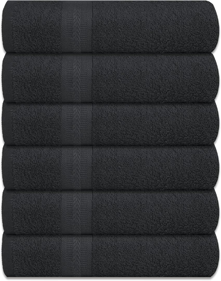 100% Cotton Bath Towels 24x48 Inches Soft Highly Absorbent and Quick Dry Bathroom Towels Perfect for Gym Spa and Travel - Charcoal Grey