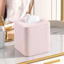 PU Leather Tissue Box Cover with Magnetic Closure, Square Tissue Box Holder with Rounded Edges Design (Pink, Square)