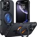 Temdan Magnetic for iPhone 16 Pro Case,[with 360Rotatable Invisible Magnetic O-Ring Stand][Military Grade Shockproof][Compatible with MagSafe] Slim Translucent Matte Phone Case for iPhone 16 Pro 6.3" (Black)