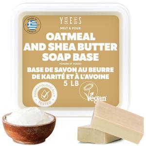 5Lb Oatmeal Soap Base - Bulk Melt and Pour Organic Soap Making Supplies - SLS/SLES Free, No Palm Oil, All Natural - Perfect for DIY Projects, Gentle on Skin, Moisturizing (80 Ounce (Pack of 1))