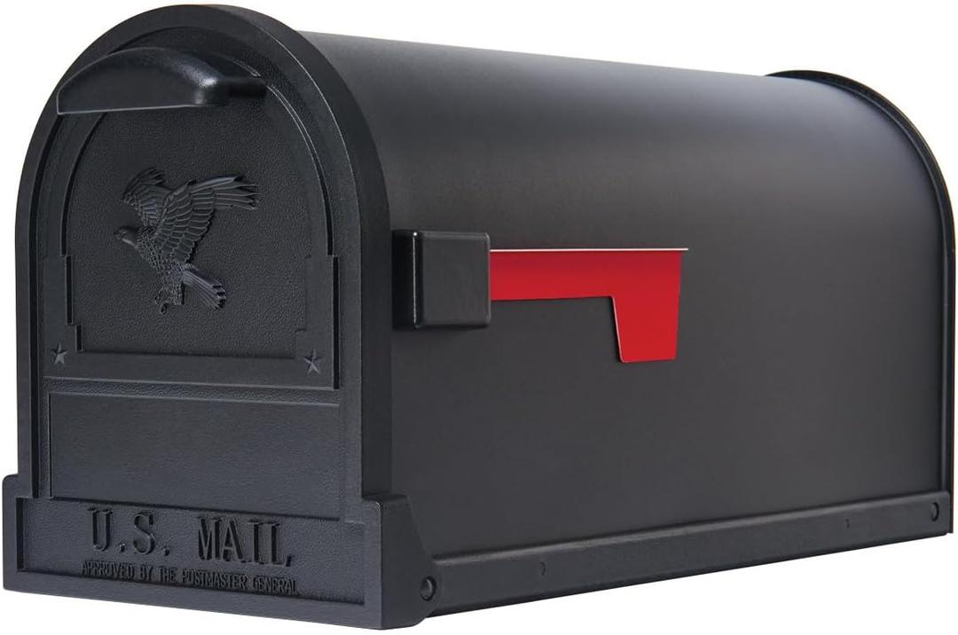 Architectural Mailboxes Arlington Heavy duty Steel Metal Post Mounted Mail Box for outside, Black, Large USPS Approved Curbside Mailbox