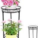 2 Tier Tall Metal Plant Stand for Indoor Outdoor Plants, 26.7In Corner Plant Stands Display Rack, Rustproof Iron Flower Pot Holder Shelf for Patio Balcony Garden Living Room (B)