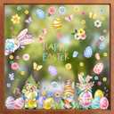 2 x ZAWE 9 Sheets Happy Easter Gnomes Bunny Ears Eggs Flowers Easter Window Clings Double-Sided Reusable Static Window Decals Stickers for Party Home Classroom Office Decorations