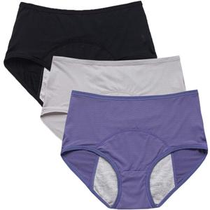 YOYI FASHION Women Mesh Holes Breathable Leakproof Period Panties Mulit Pack US Size XXS-5XL/12 (Blue,black,gray)
