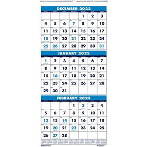 House of Doolittle Recycled Three-Month Format Wall Calendar, Vertical Orientation, 12.25 x 26, White Sheets, 14-Month (Dec-Jan): 2022-2024