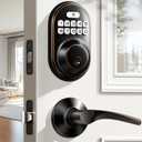 Veise Keyless Entry Door Lock with 2 Lever Handles - Electronic Keypad Deadbolt, Auto Lock, Back Lit & Easy Installation Design, Front Door Handle Sets, Oil Rubbed Bronze