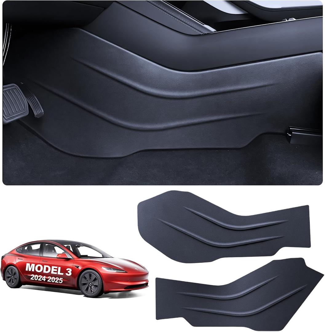 2PCS Center Console Front Side Anti-Kick Mats for Tesla Model 3 Highland 2024 2025 Accessories, TPE Seat Center Side Cover Pad Model 3 Anti-Dirty Waterproof Dust Resistant Protector Mat Cover