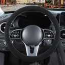 Black Suede Steering Wheel Cover, Breathable Non-Slip Sweat-Proof Wear-Resistant No Pilling, Warm in Winter and Cool in Summer, Universal 15 inch